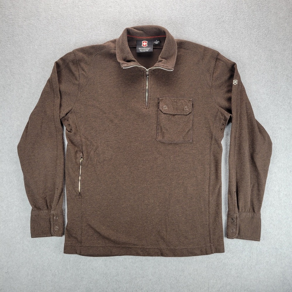 Victorinox Sweater Mens Small Pullover Quarter Zip Elbow Patch Swiss‎ Army Knife